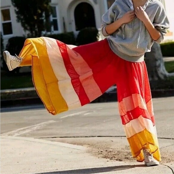 Free People Movement High  Warrior Wide-Leg Pants Bright Color Way Sz XS *M16 - Picture 1 of 11